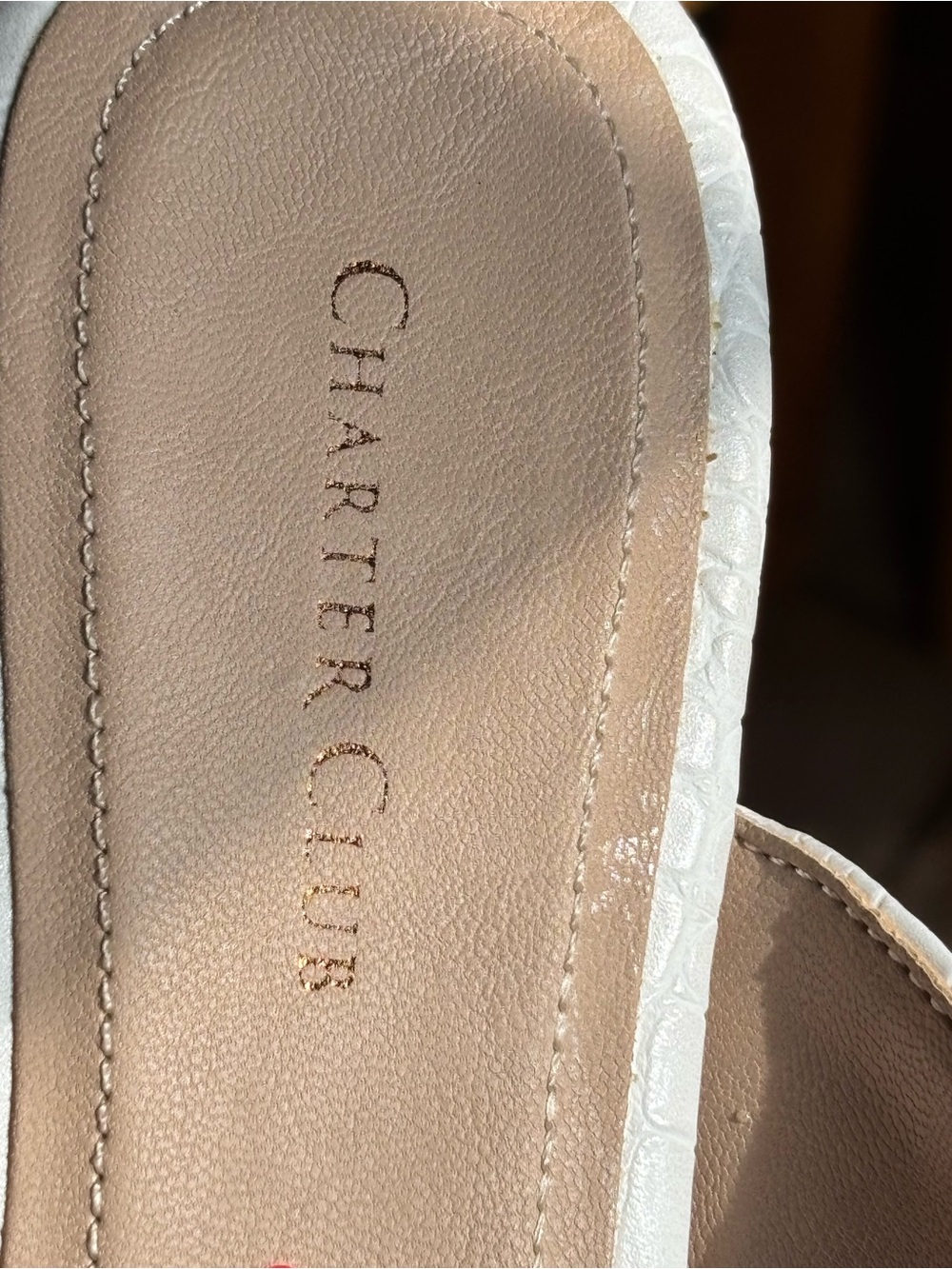 Charter Club Cream Croc-Textured Slip-On Mule Loafers - Picture 5 of 8